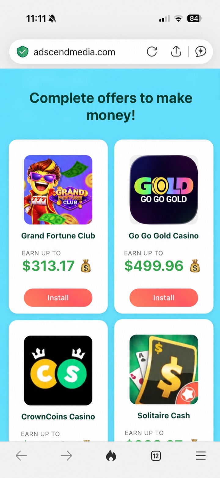 Publisher-branded mobile web offerwall with a grid of rewarded offers